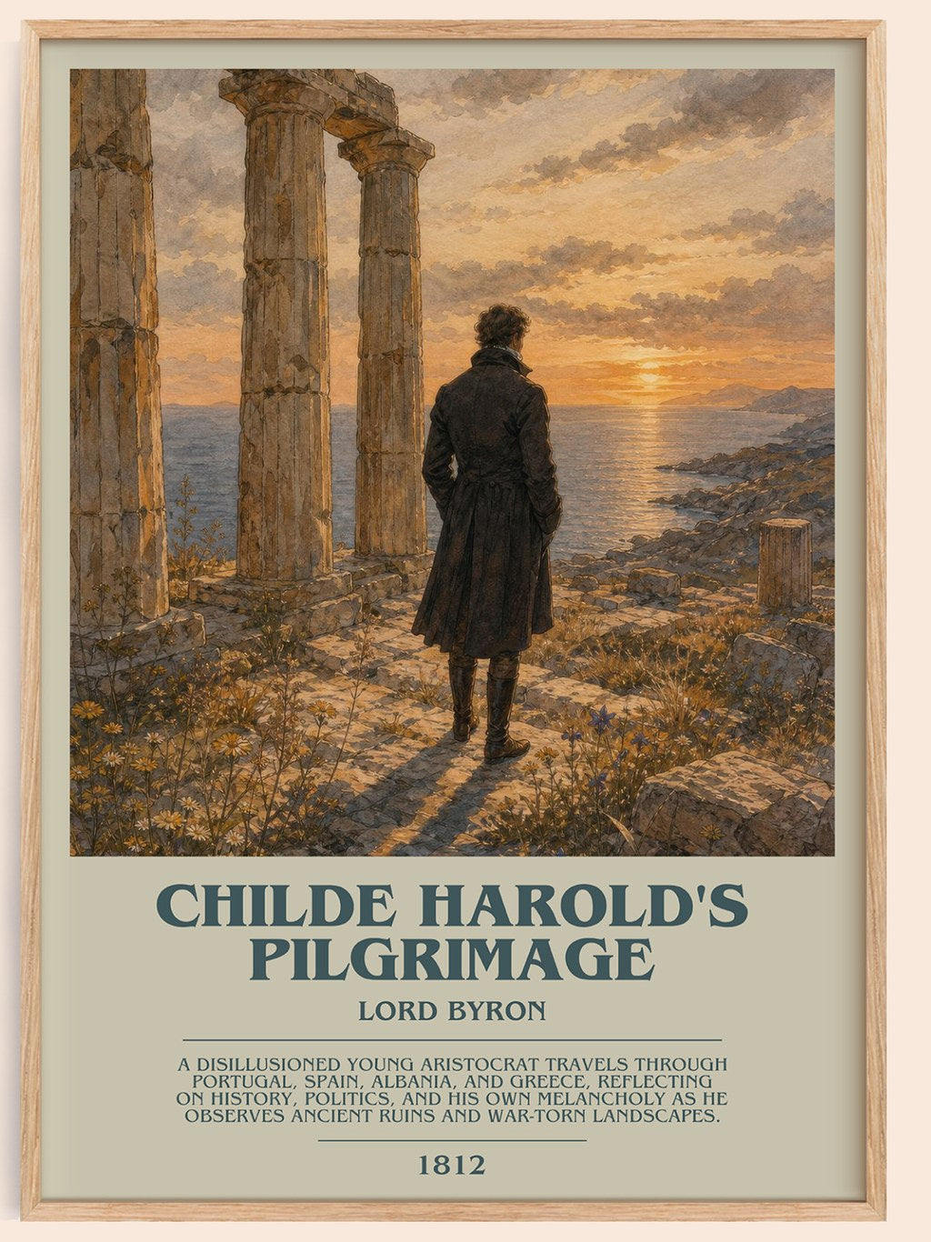 Childe Harold's pilgrimage bookish book poster by Lord Byron – framed literary art print