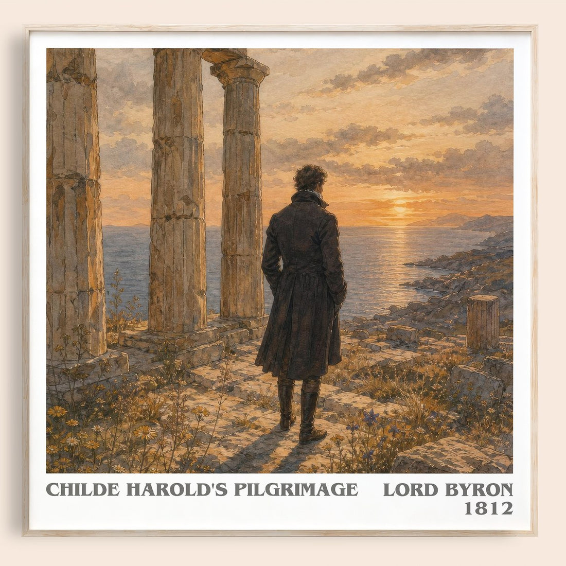 Childe Harold's pilgrimage literary book poster by Lord Byron – framed literary art print