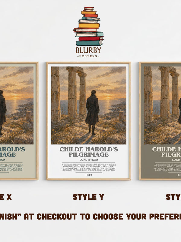 Childe Harold's pilgrimage bookish print in frame leaning in hallway – poetry wall art