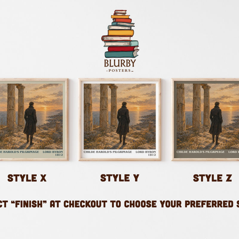 Childe Harold's pilgrimage literary print in frame leaning in hallway – poetry wall art