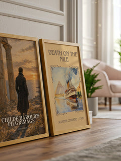 Childe Harold's pilgrimage watercolour print framed by window – literary home decor