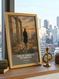 Childe Harold's pilgrimage book cover print framed by window – literary home decor