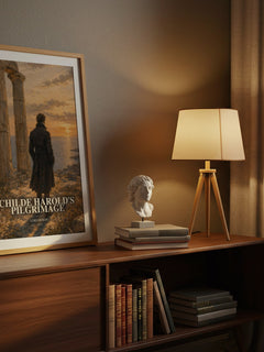 Childe Harold's pilgrimage watercolour print on bookshelf – Lord Byron fan gift