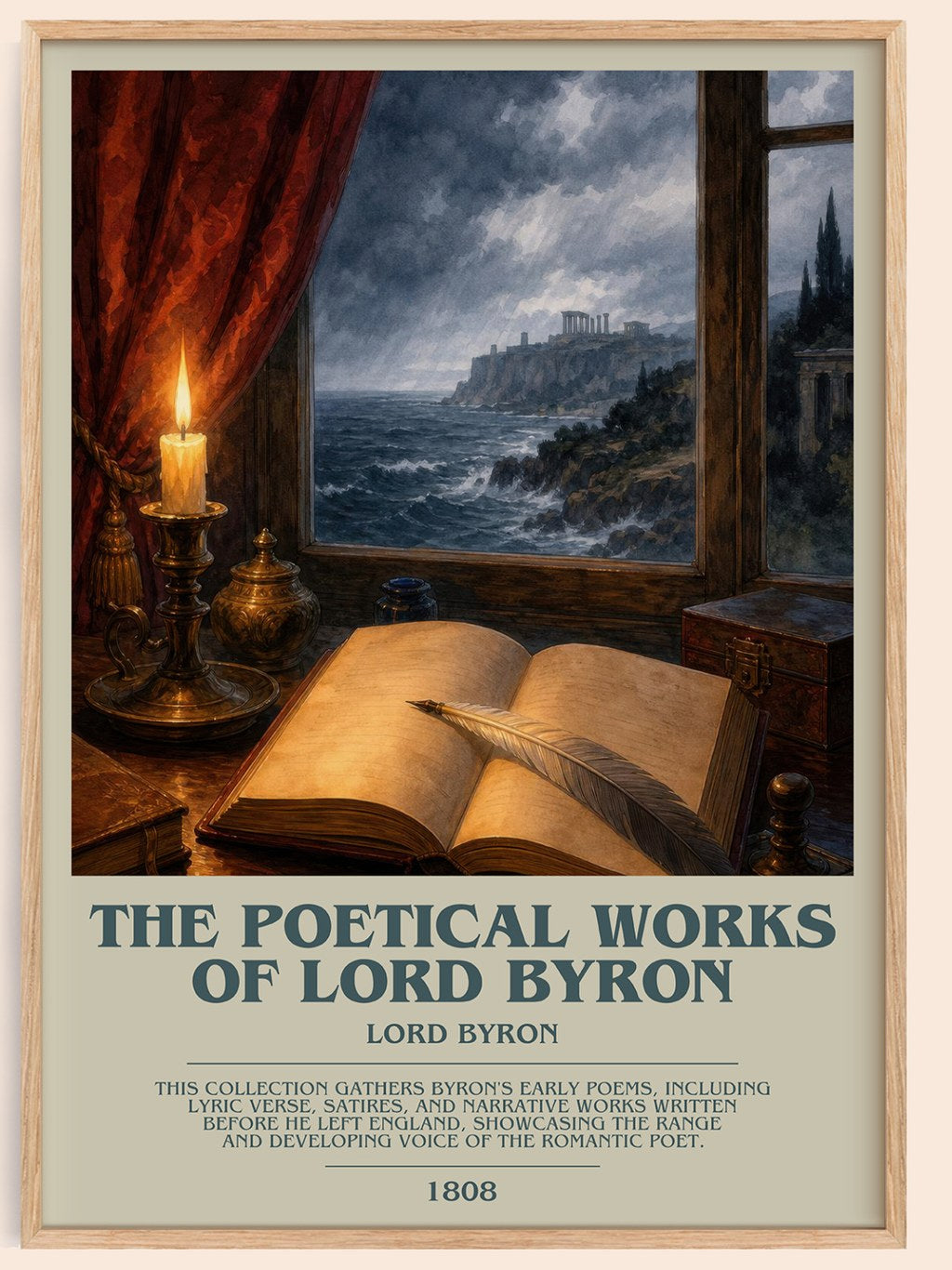 The poetical works of Lord Byron bookish book poster by Lord Byron – framed literary art print