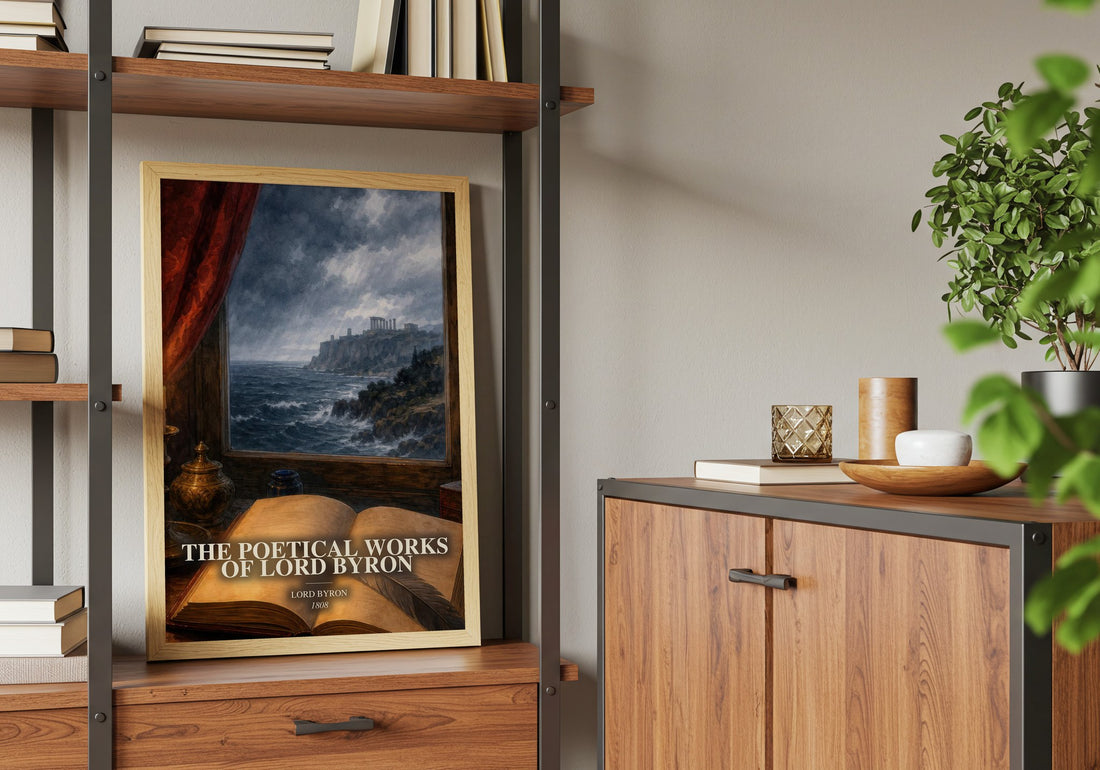 The poetical works of Lord Byron book watercolour illustration paper finish options – matte satin gloss