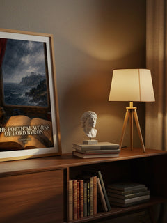 The poetical works of Lord Byron watercolour print on bookshelf – Lord Byron fan gift