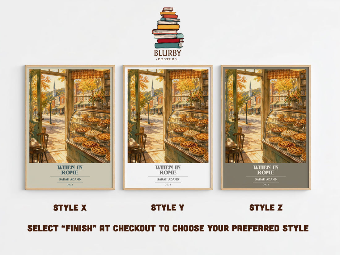 When in Rome book cover print in frame leaning in hallway – romance wall art (mockup)