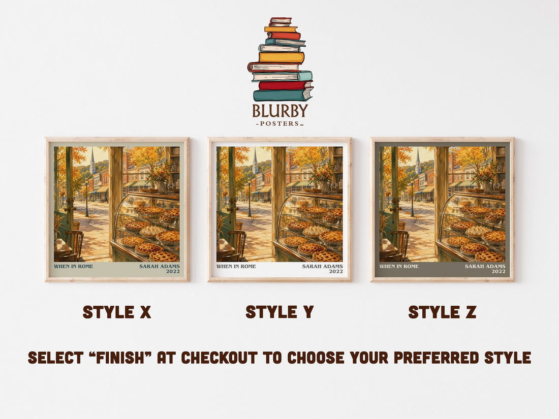 When in Rome literary print in frame leaning in hallway – romance wall art (mockup)