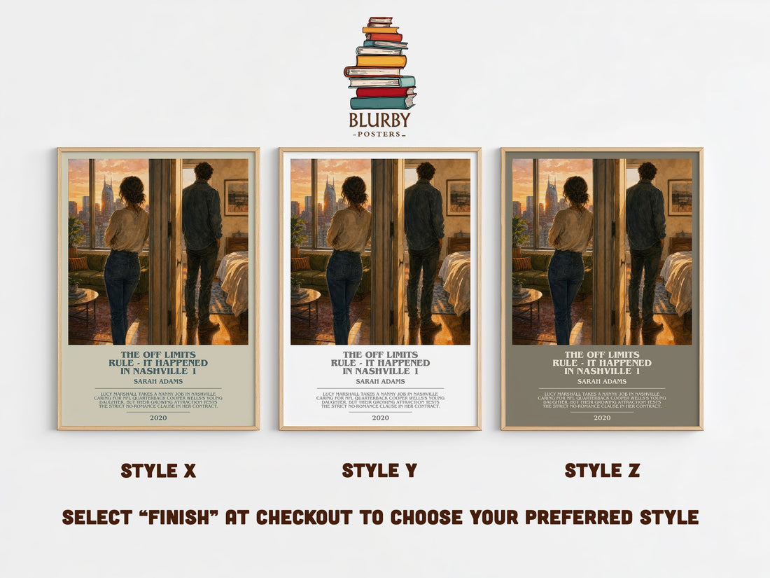 The Off Limits Rule - It Happened in Nashville 1 bookish print in frame leaning in hallway – romance wall art (mockup)