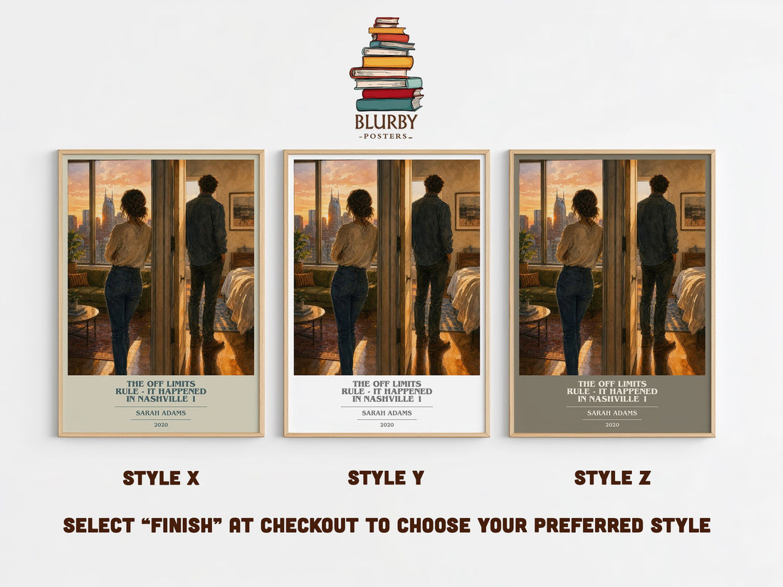The Off Limits Rule - It Happened in Nashville 1 book cover print in frame leaning in hallway – romance wall art (mockup)