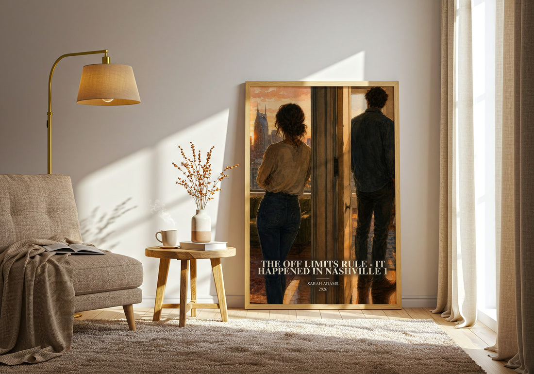 The Off Limits Rule - It Happened in Nashville 1 watercolour print in frame leaning in hallway – romance wall art