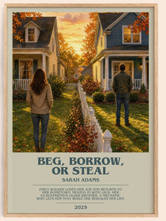 Beg, Borrow, or Steal bookish book poster by Sarah Adams – framed literary art print