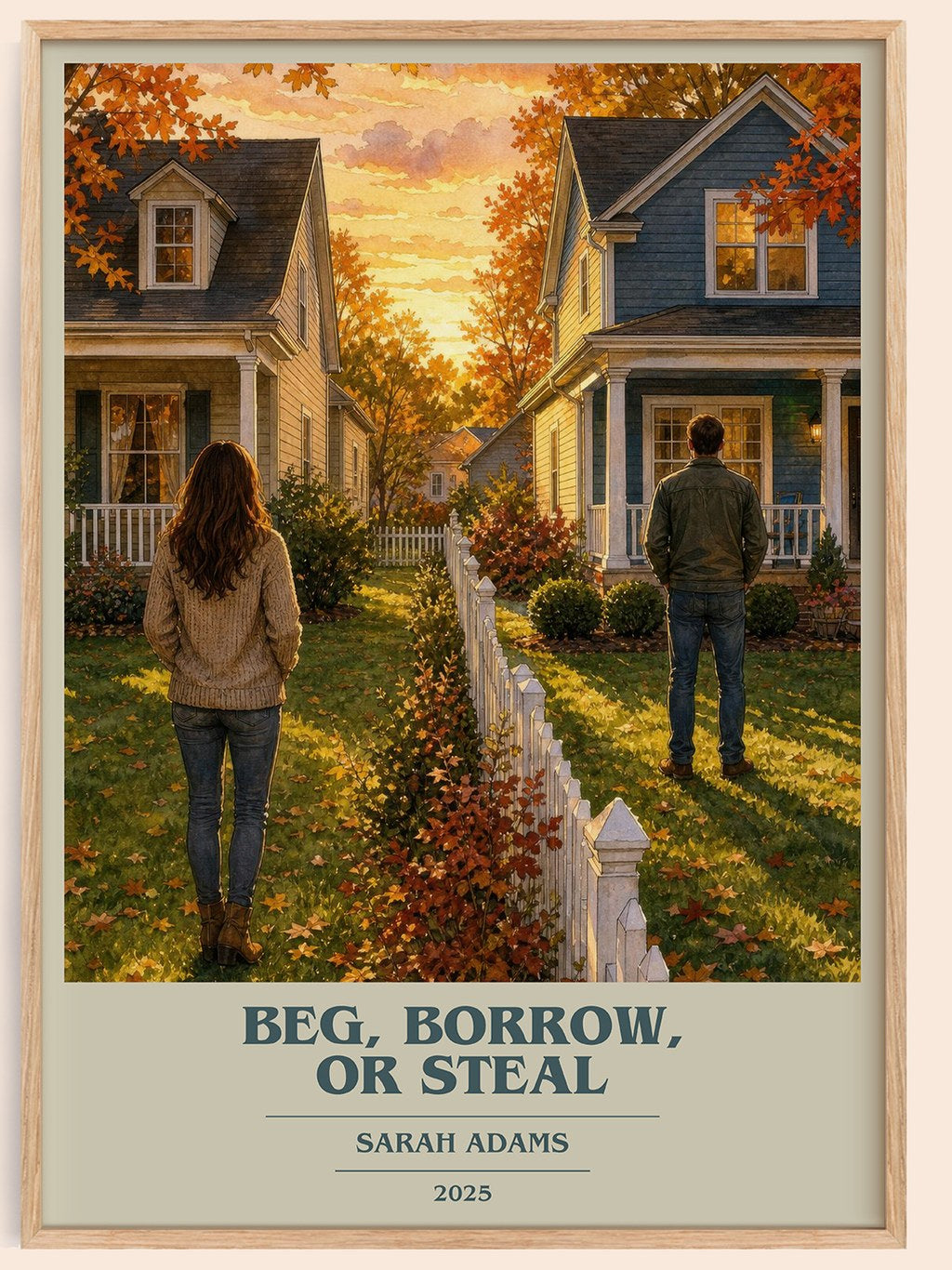 Beg, Borrow, or Steal book cover book poster by Sarah Adams – framed literary art print