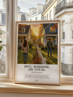 Beg, Borrow, or Steal bookish poster colour and style options – Sarah Adams book art