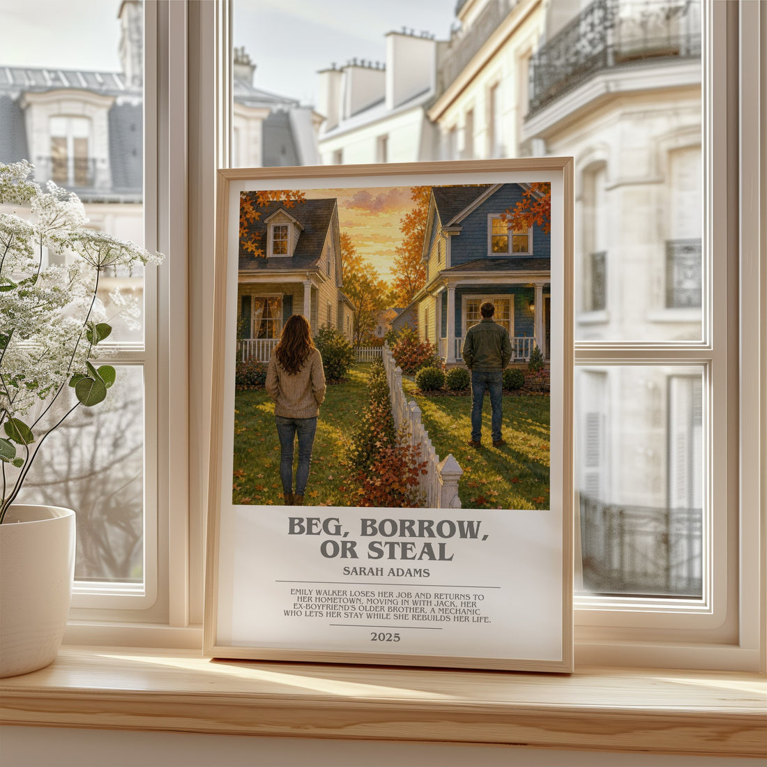 Beg, Borrow, or Steal bookish poster colour and style options – Sarah Adams book art