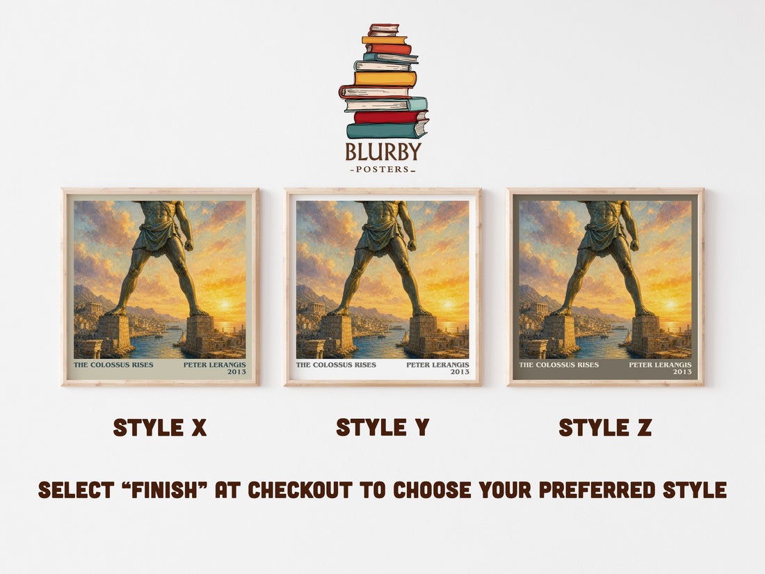 The colossus rises literary print in frame leaning in hallway – young adult wall art (mockup)
