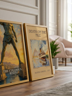 The colossus rises watercolour print framed by window – literary home decor