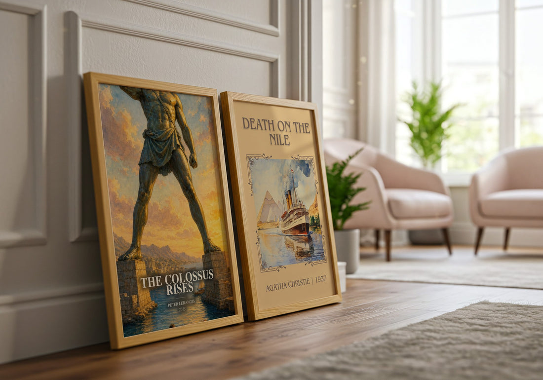 The colossus rises watercolour print framed by window – literary home decor