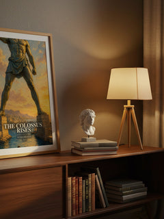 The colossus rises watercolour print on bookshelf – Peter Lerangis fan gift
