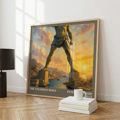The colossus rises literary print framed by window – literary home decor