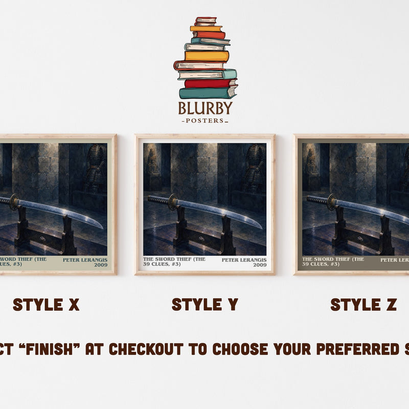 The Sword Thief (The 39 Clues, #3) literary print in frame leaning in hallway – adventure wall art