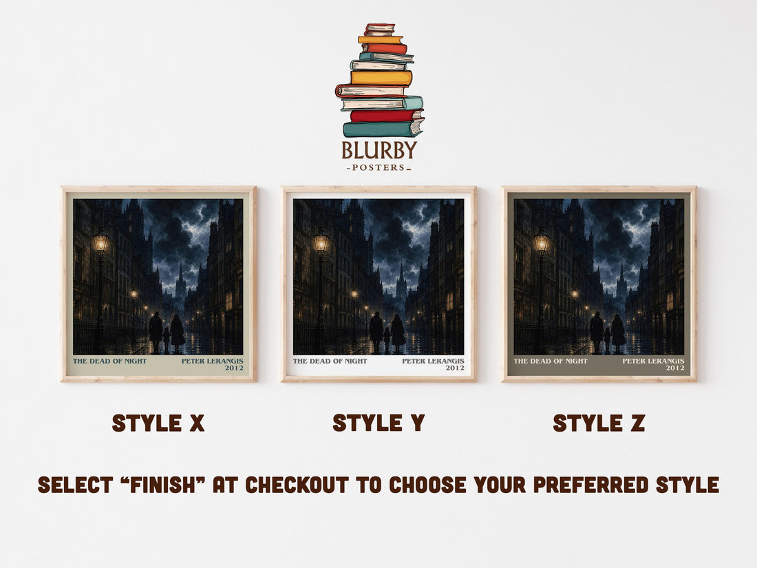 The Dead of Night literary print in frame leaning in hallway – dystopian wall art (mockup)