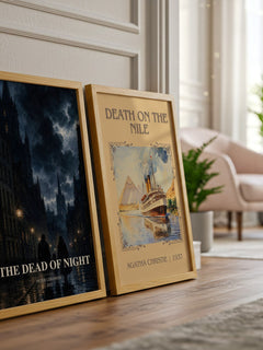 The Dead of Night watercolour print framed by window – literary home decor