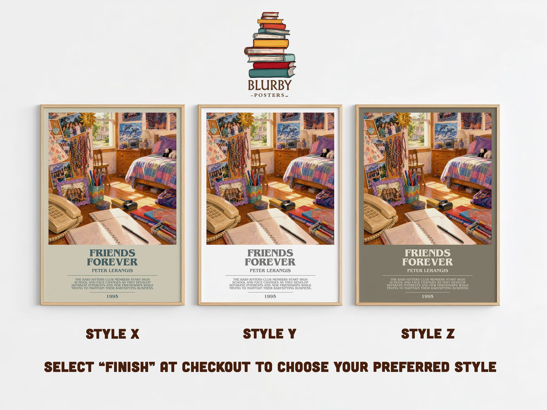 Friends Forever bookish print in frame leaning in hallway – young adult wall art (mockup)