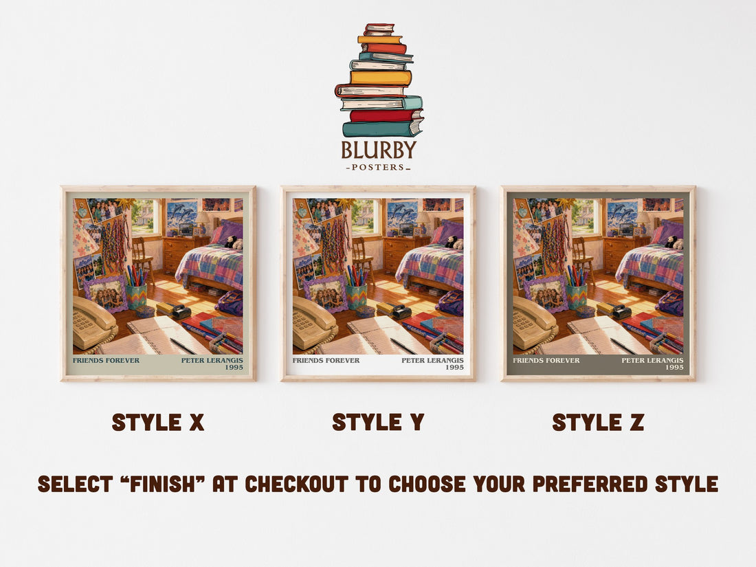 Friends Forever literary print in frame leaning in hallway – young adult wall art (mockup)