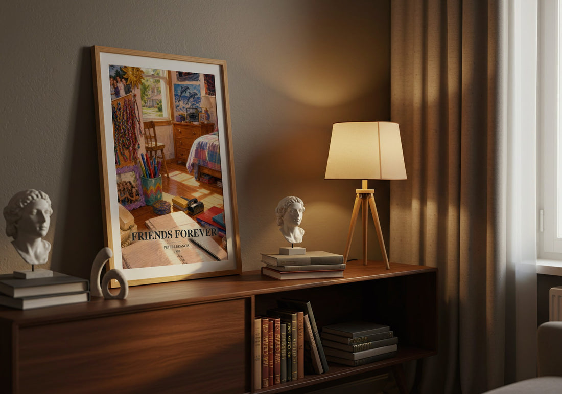 Friends Forever watercolour print on bookshelf – Peter Lerangis fan gift