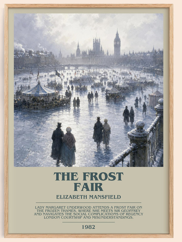 The Frost Fair bookish book poster by Elizabeth Mansfield – framed literary art print