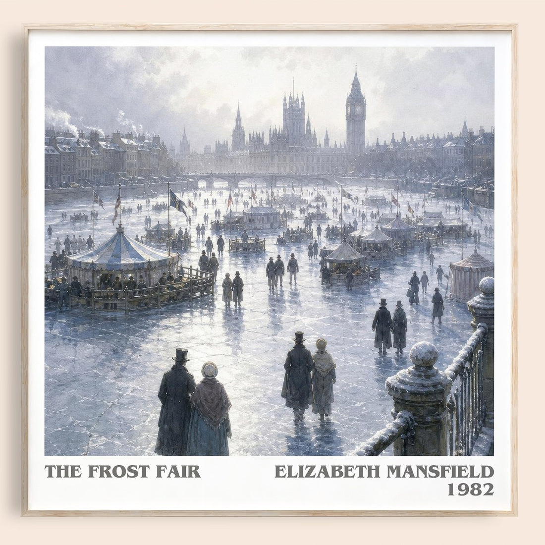 The Frost Fair literary book poster by Elizabeth Mansfield – framed literary art print