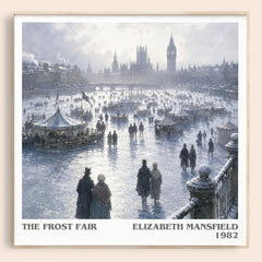 The Frost Fair literary book poster by Elizabeth Mansfield – framed literary art print