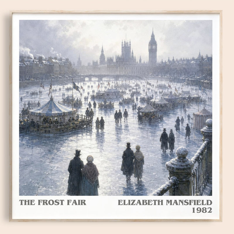 The Frost Fair literary book poster by Elizabeth Mansfield – framed literary art print