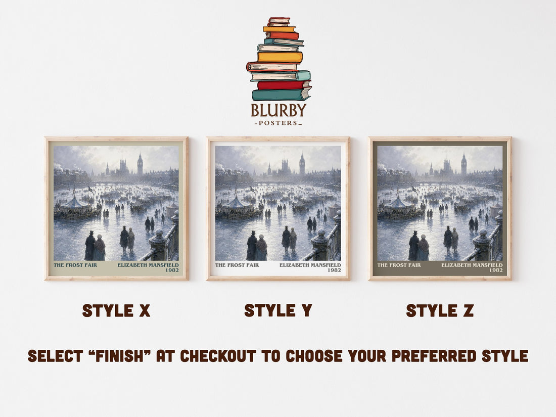 The Frost Fair literary print in frame leaning in hallway – romance wall art (mockup)