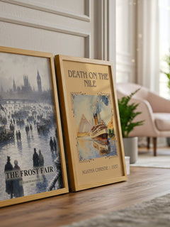 The Frost Fair watercolour print framed by window – literary home decor