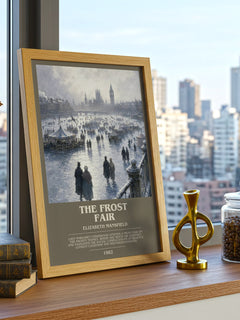 The Frost Fair bookish print framed by window – literary home decor