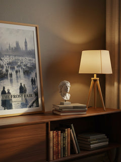 The Frost Fair watercolour print on bookshelf – Elizabeth Mansfield fan gift
