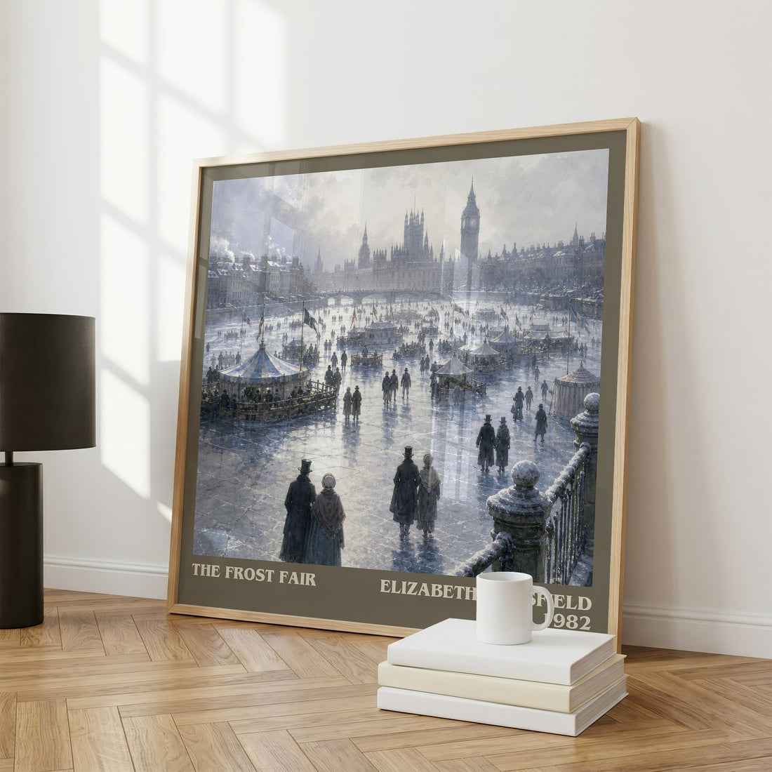 The Frost Fair literary print framed by window – literary home decor
