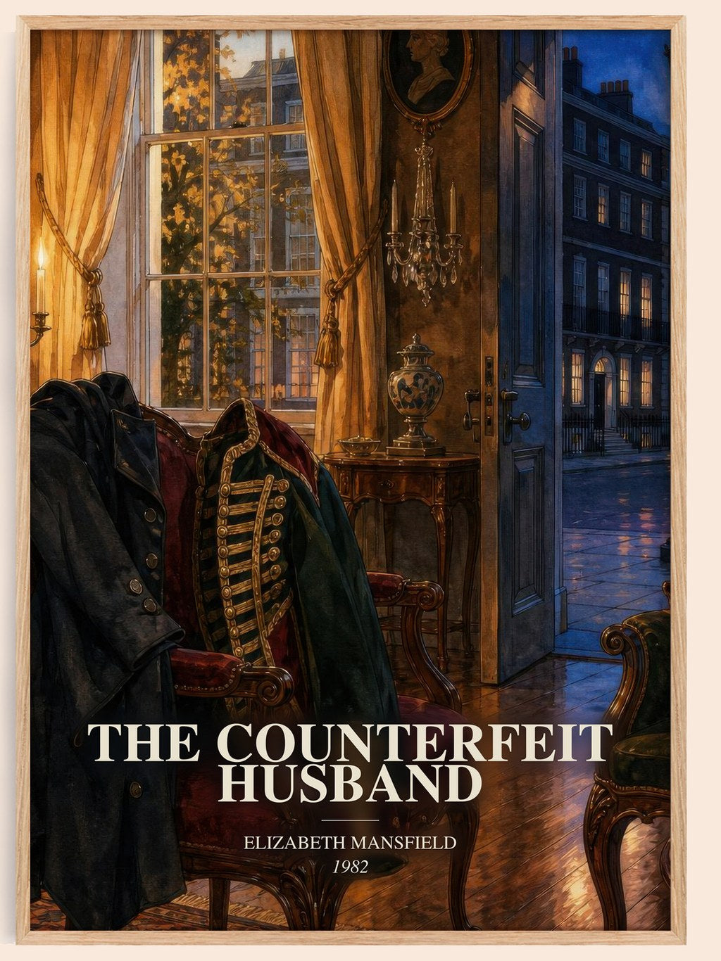 The Counterfeit Husband watercolour book poster by Elizabeth Mansfield – framed literary art print