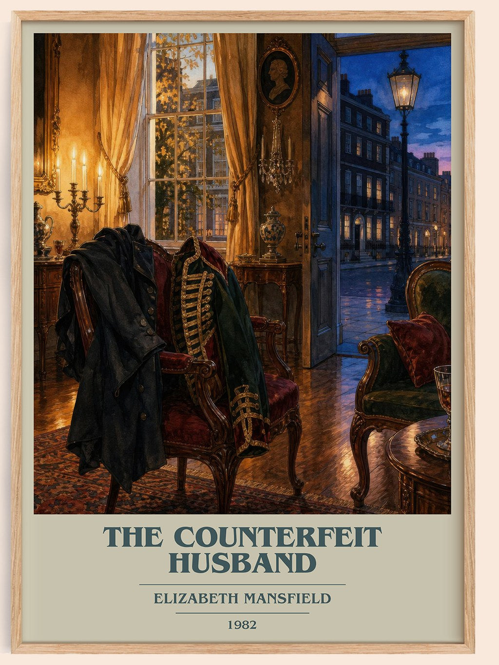 The Counterfeit Husband book cover book poster by Elizabeth Mansfield – framed literary art print