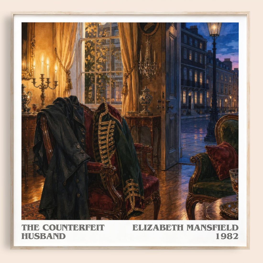 The Counterfeit Husband literary book poster by Elizabeth Mansfield – framed literary art print