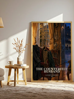 The Counterfeit Husband watercolour print in frame leaning in hallway – romance wall art