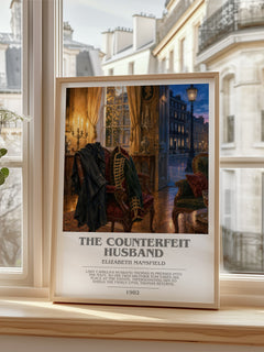 The Counterfeit Husband bookish poster colour and style options – Elizabeth Mansfield book art