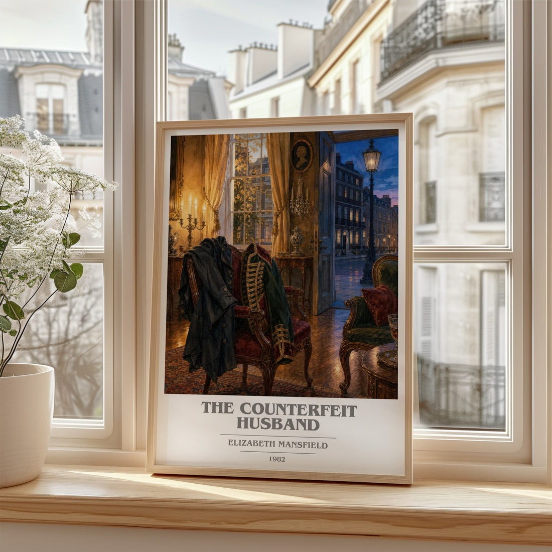 The Counterfeit Husband book cover poster colour and style options – Elizabeth Mansfield book art
