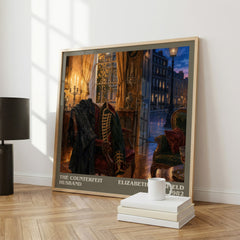 The Counterfeit Husband literary print framed by window – literary home decor