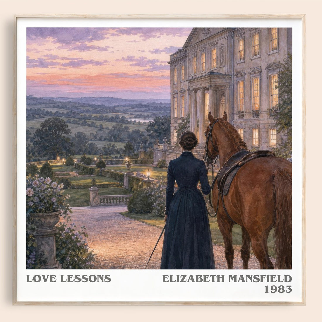 Love Lessons literary book poster by Elizabeth Mansfield – framed literary art print