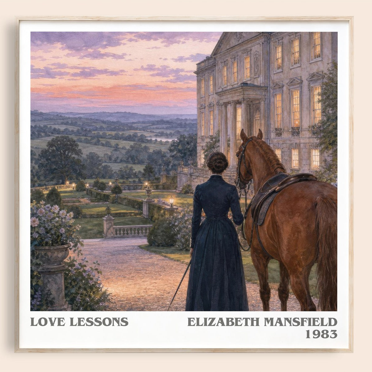 Love Lessons literary book poster by Elizabeth Mansfield – framed literary art print