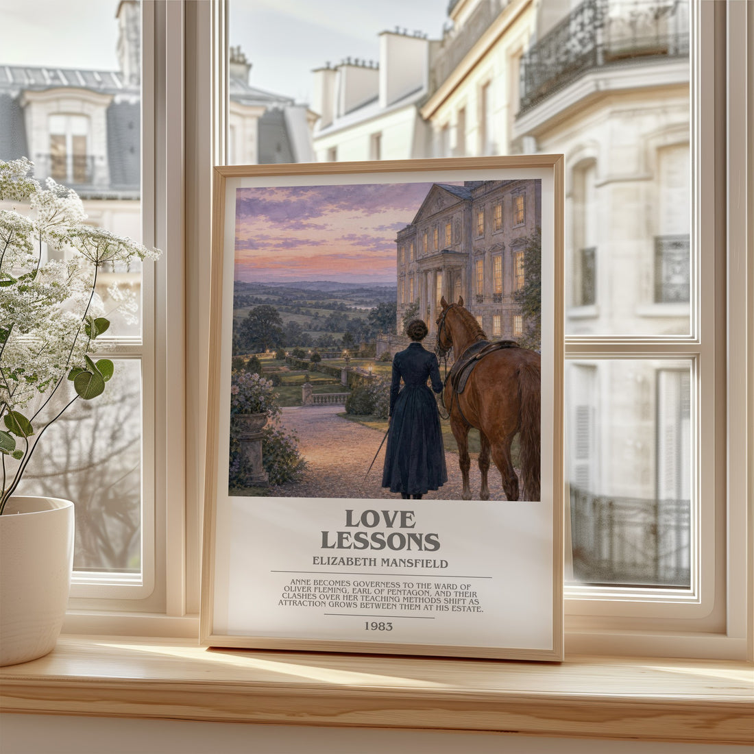 Love Lessons bookish poster colour and style options – Elizabeth Mansfield book art