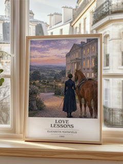 Love Lessons book cover poster colour and style options – Elizabeth Mansfield book art